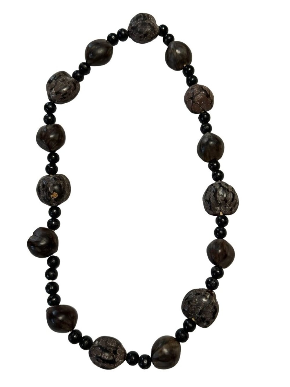 Vintage Natural Seed Pod Nut Bead Necklace 22 Inch Boho Organic Lightweight